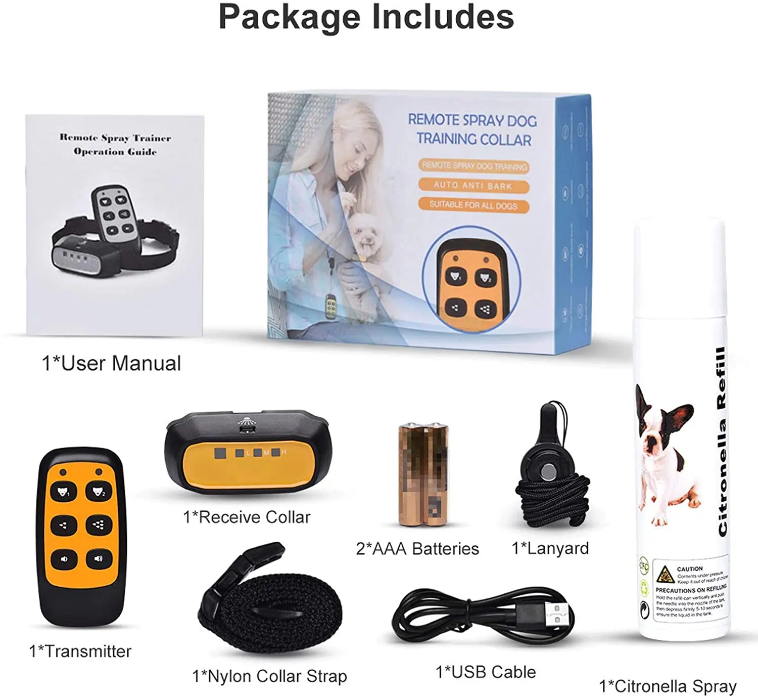 Citronella Spray Dog Training Collar Remote Control Anti Bark JSW Mall