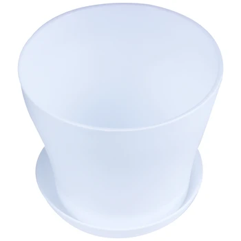

Plastic Plant Flower Pot Planter With Saucer Tray Round Gloss Home Garden Decor, White Upper Caliber -, 14cm / 5.51"