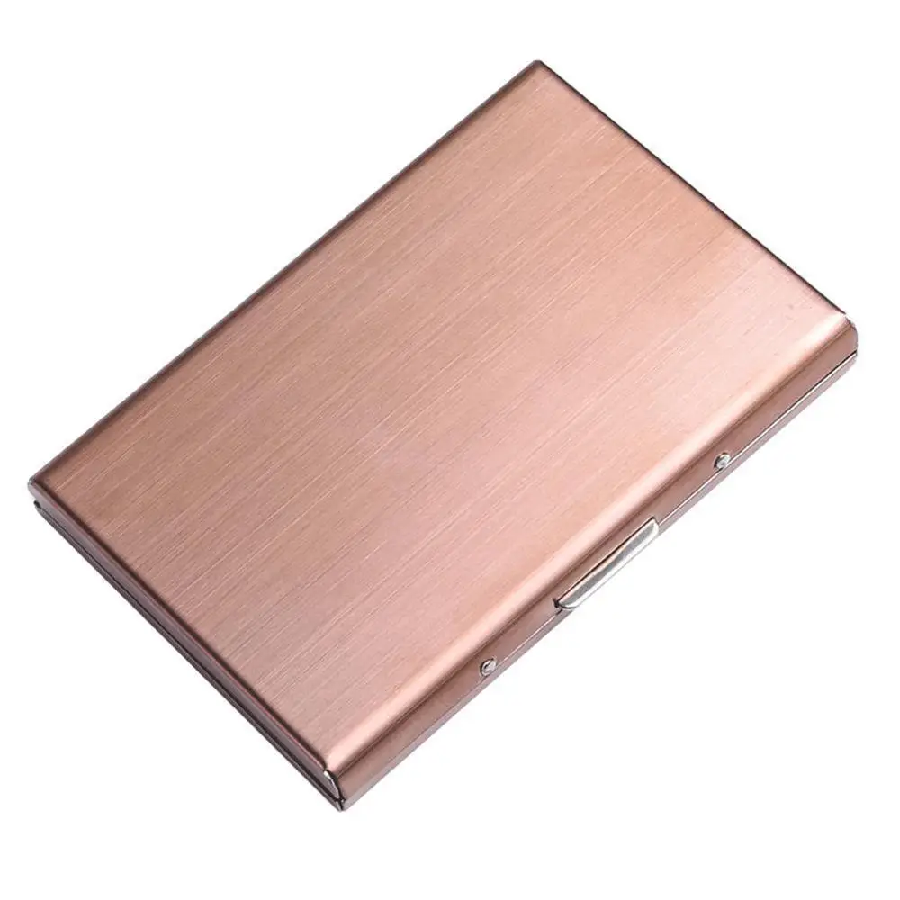 1 PC Aluminum Metal Credit Card Holder Slim Anti-Scan Blocking Wallet Case Business Card Protection - Color: Rose Gold Case