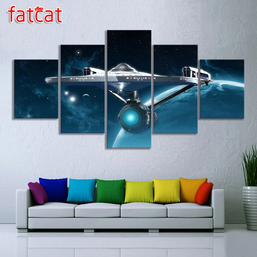 5 Piece Star Trek Movie Poster Fantasy HD Wall Picture Outer Space Universe Spaceship Poster Canvas Painting Wall Art Home Decor