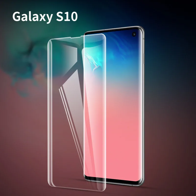3D УФ нано жидкий экран протектор для samsung Galaxy S10 Plus Note10 5G A50 закаленное стекло полный клей экран отпечатков пальцев разблокировка