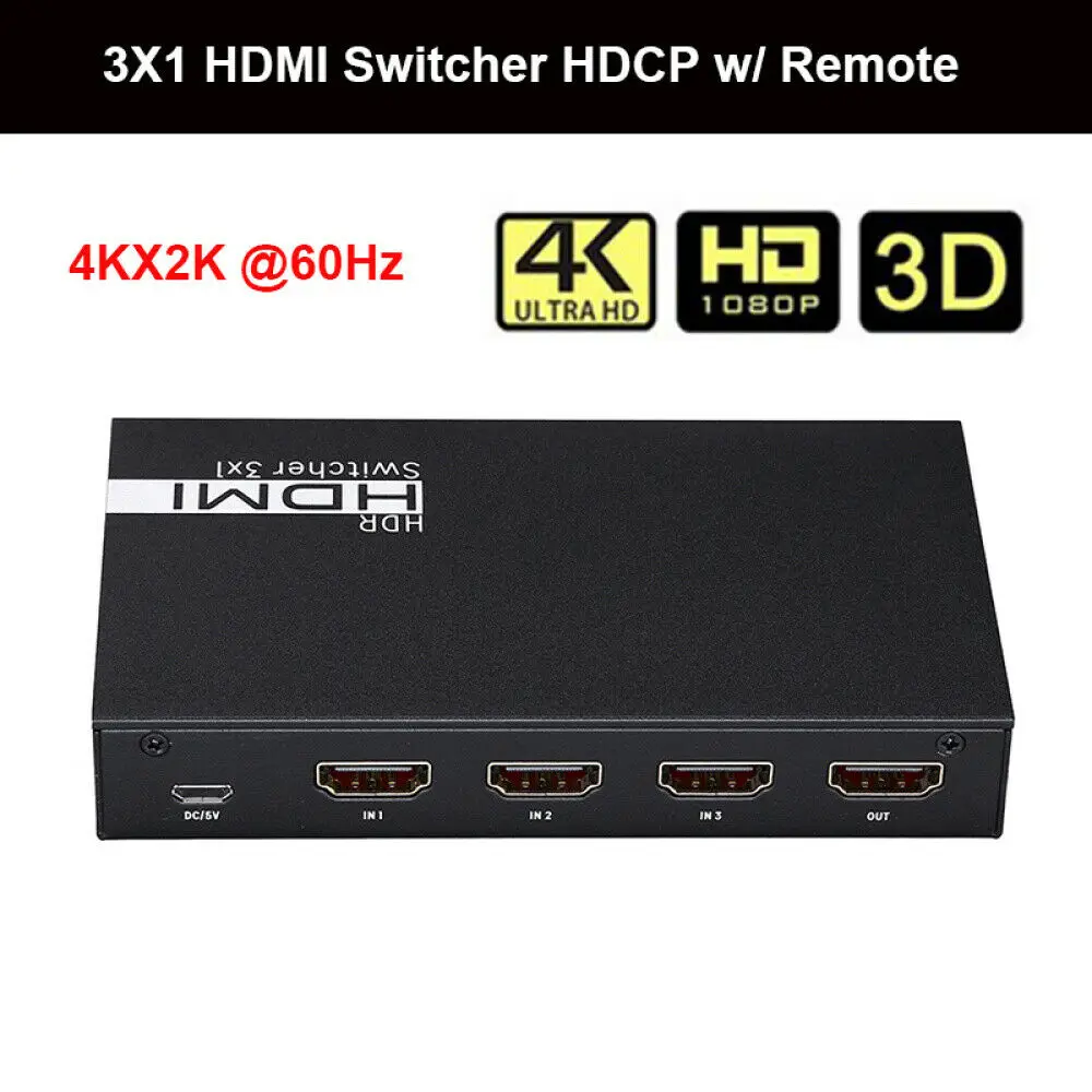 3 в 1 выход видео HDMI аудио коммутатор 1080P 60 Гц 7.1CH 4 к x 2 HD для PS3 PS4 HDTV DVD Xbox360| |