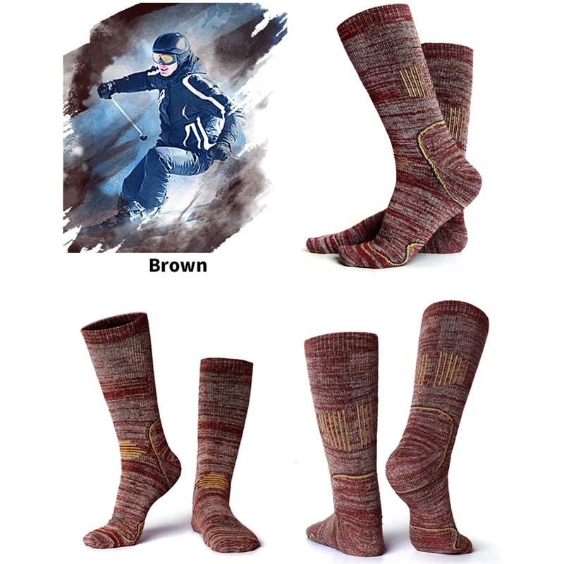 Men Women Skiing Socks Cushioned Breathable Long Socks Hosiery Outdoor Climbing Hiking Sports Footwear Compression Socks