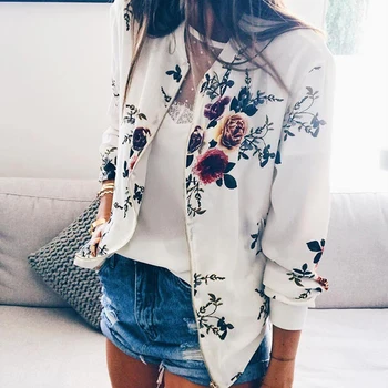 

Print Casual Autumn Winter Coat Ladies Loose Long Sleeve O Neck Zipper Jacket Women Vintage Slim Warm Plus Size Jackets Female