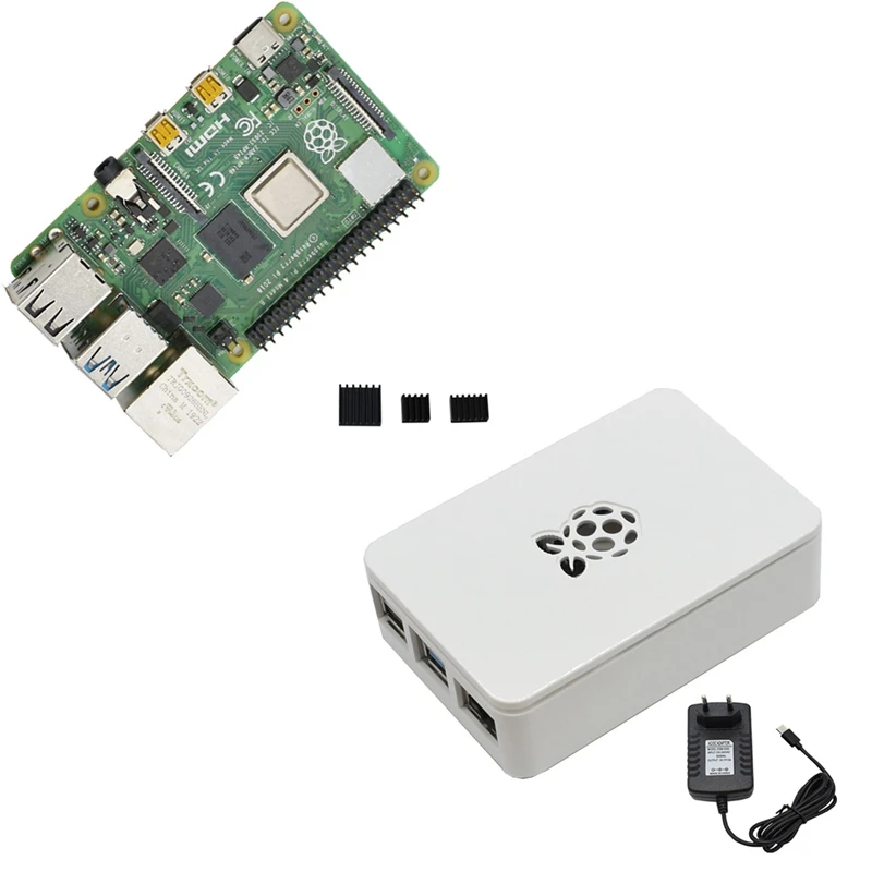 Для Raspberry Pi 4B ABS белый чехол 2G Оперативная память DIY Kit с радиатором 5V 3A Мощность адаптер для Raspberry PI 4 модели B