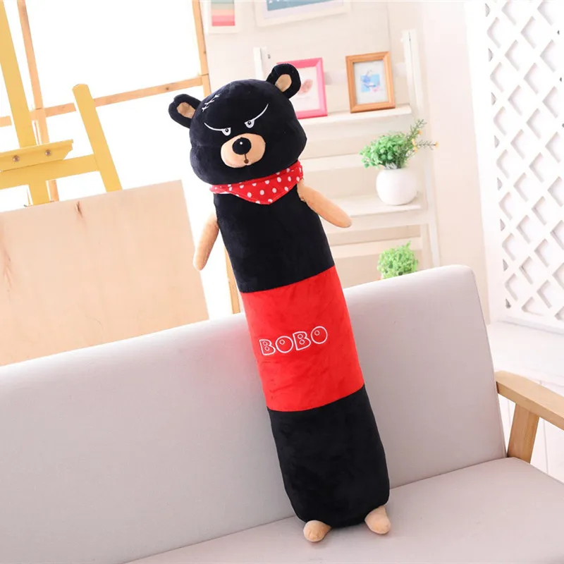 black Kawaii животные цилиндрический медведь плюшевая подушка мультфильм Длинные Животные Мягкий Спальный валик Беременная Подушка с изображением женщины девушка подарок любовника - Цвет: black