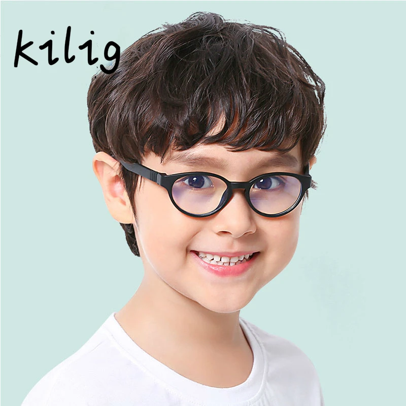 Kilig детский синий светильник, блокирующие очки, детские солнцезащитные очки, прозрачные компьютерные очки из смолы, гибкая безопасная оправа, Оттенки UV400