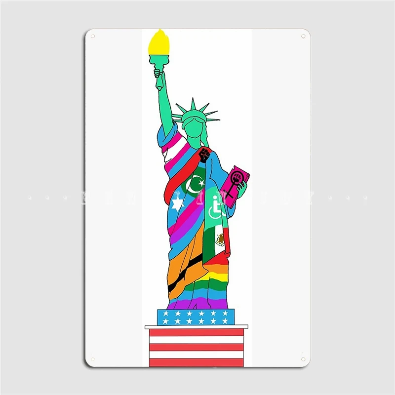

Liberty For All Poster Metal Plaque Wall Mural Home Custom Wall Plaque Tin Sign Poster
