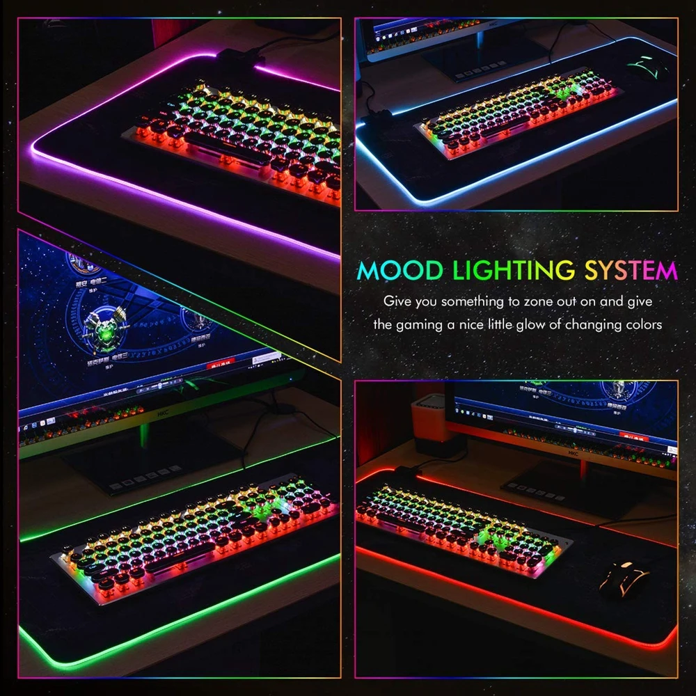 RGB Расширенный игровой коврик для мыши большой коврик для мыши мягкий светодиодный Коврик для компьютерной мыши с подсветкой для геймера офисный ПК настольный коврик XXL большой коврик для мыши