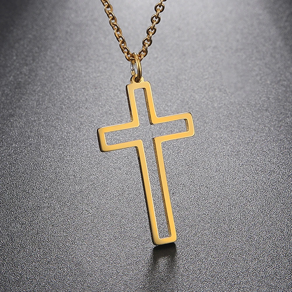 Fishhook Cross Religious Necklace Supernatural Amulet Christian Talisman Gift Gold Color