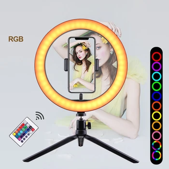 

16 colors 10inch RGB Ring Light Phone Selfie LED Photography Adjustable Dimmable Light Remote Controlling Fill Lamp Live YouTube