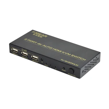 

FJGEAR KVM switcher 2 port 4K HDMI KVM switch with remote control 5 USB port sharing keyboard mouse monitor printer