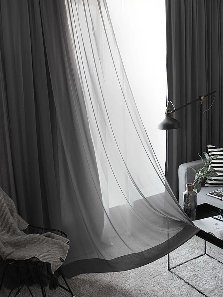 Плотные роскошные серые/белые тюлевые шторы для украшения гостиной Современные Плотные оконные занавески Treament M169#4