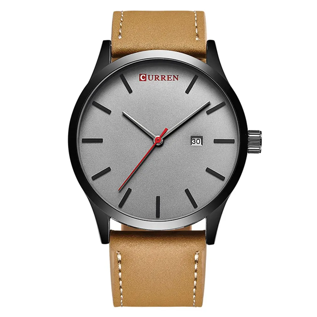 

8214 Watch Men Top Brand Luxury Leather Quartz Wristwatch Simple Men's Business Dress Watches Clock 2019 Fashion Men Watch