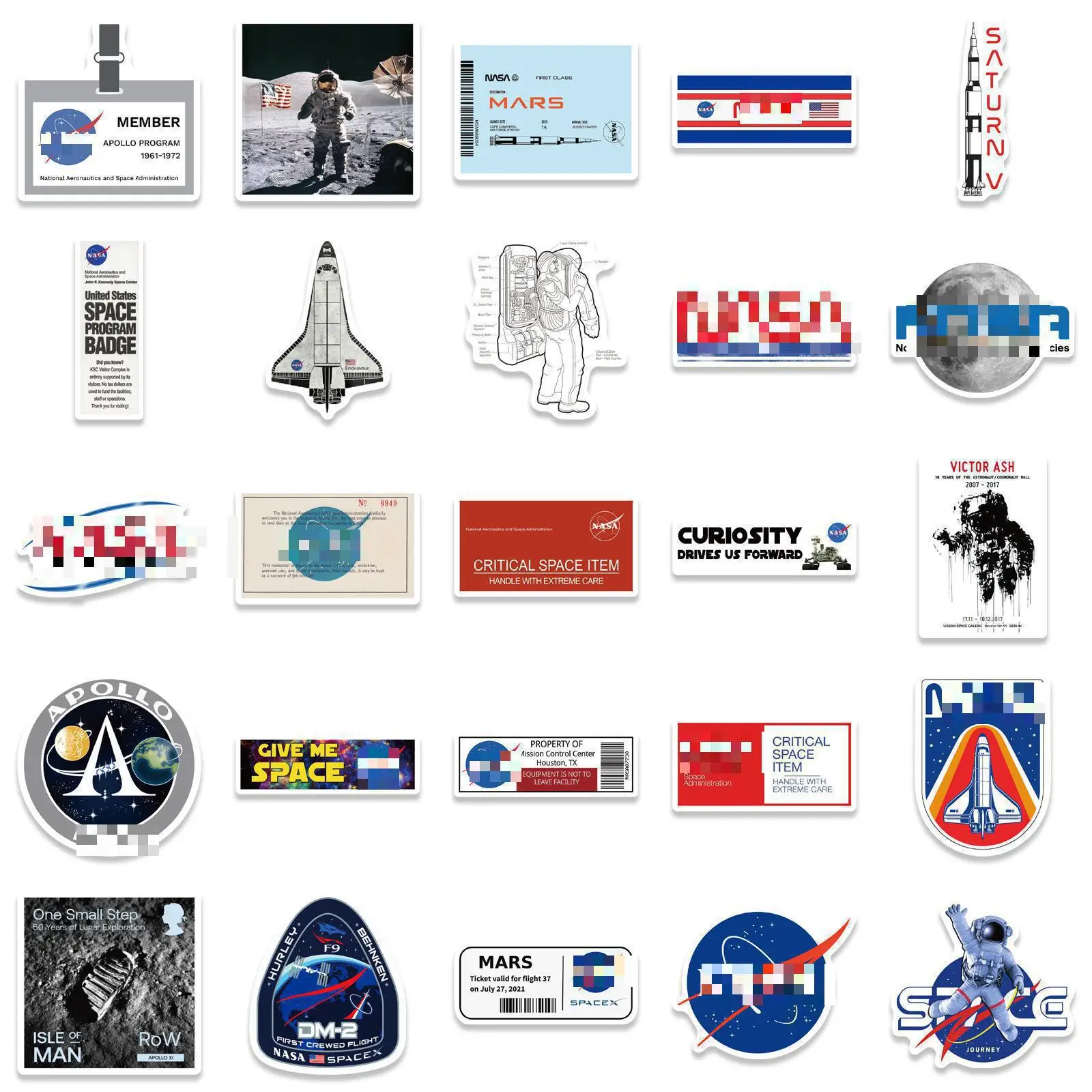 10/30/50pcs  Cartoon Space Agency Astronaut   Skateboard Travel Suitcase Phone Laptop Luggage Stickers Diy Kids Girl Toys
