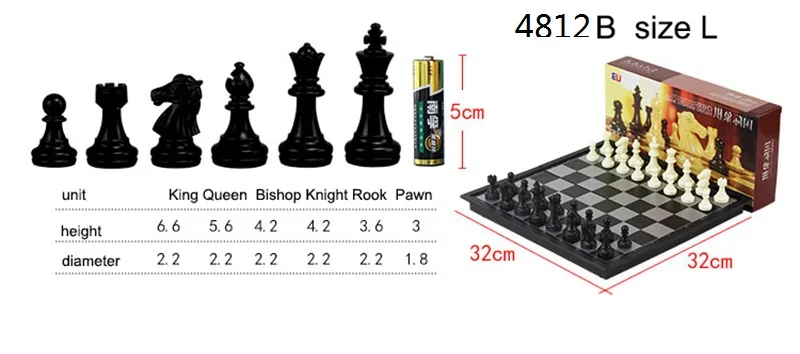 Black 4812B Качественные шахматные игры, средневековые шахматы, набор со складной шахматной доской, 32 шахматные фигуры, шахматная доска, золото, серебро, магнитный Шахматный набор, WPC - Цвет: Black 4812B