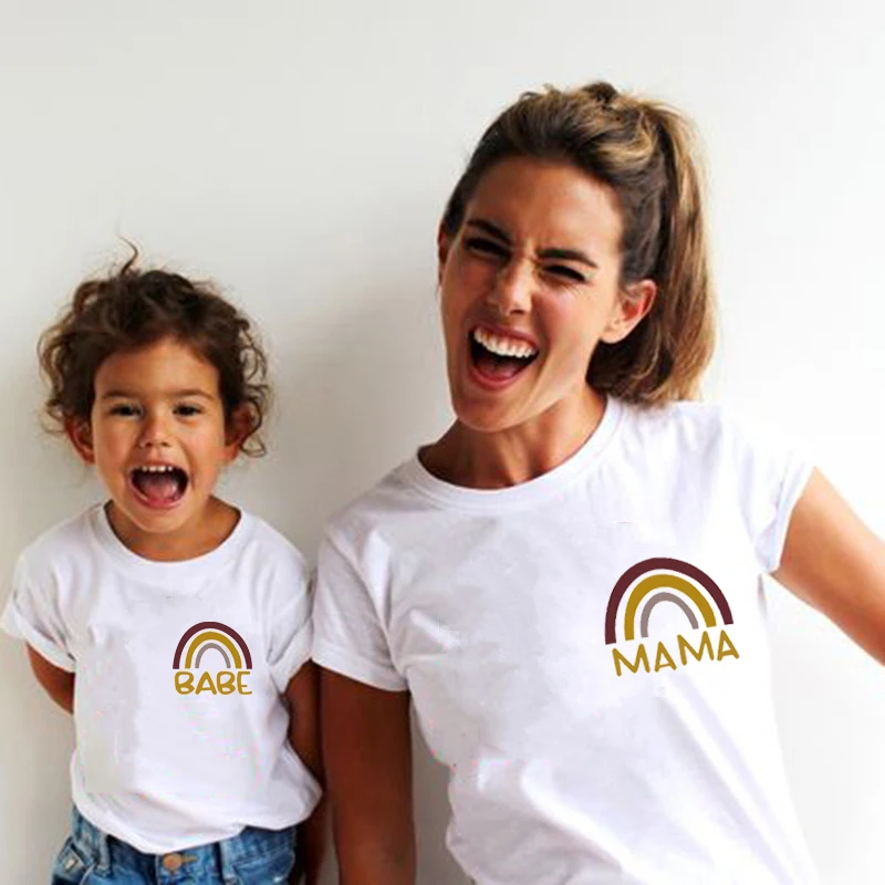 Family Match Mothers-Day-Gift Daughter Shirt Rainbow-Mama And Summer Babe Girs Boys