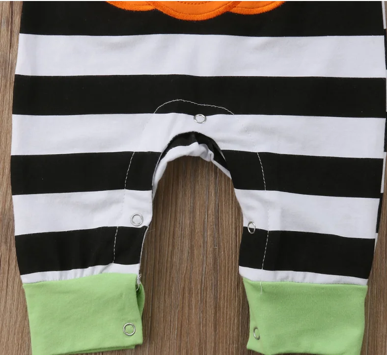 Halloween Pumpkin Children Stripe Climbing Spring and Autumn Cotton Round Neck Long Sleeve Casual Cute for Baby Toddler Boy Girl