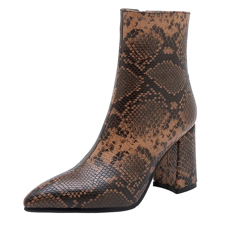 brown ASUMER/размеры 34-42; модные сапоги выше колена; элегантные женские осенне-зимние сапоги на высоком толстом каблуке с острым носком на молнии - Цвет: brown