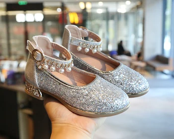 

3-12 Years New Spring Summer Glitter Shoes For Girls Toddler Leather Party Baby Sandal Children Shoes Princess Kids Bow Sandals