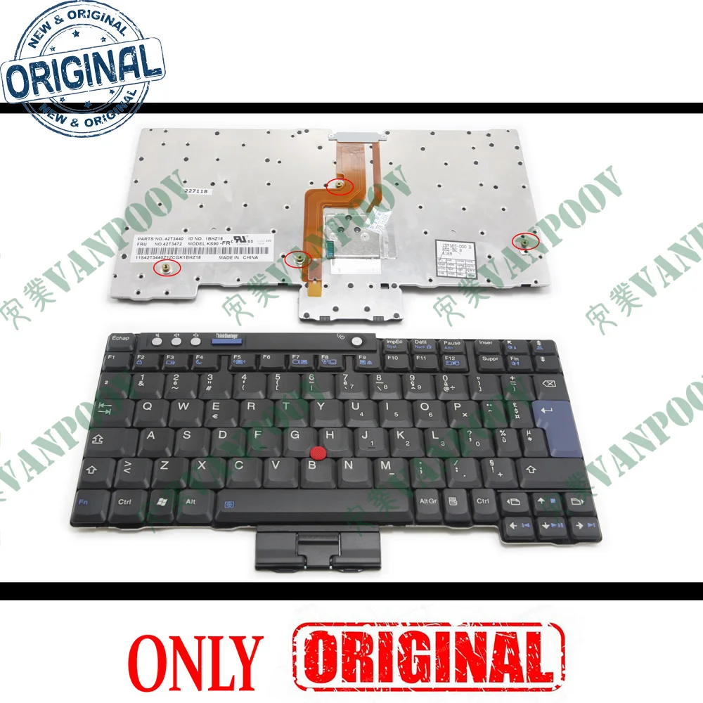 Azerty Francês Notebook Teclado Laptop para Ibm Thinkpad X60 X60s X61 X61s X60t X61t Preto fr Fru 39t7270 39t7239 Ks90-fr Novo