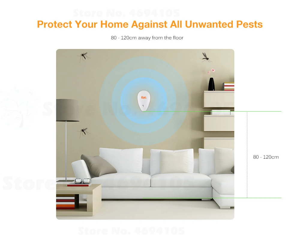Ultrasonic Electronic Pest Repeller Repels Mice / Bed Bugs / Mosquitoes / Spiders for Home Office