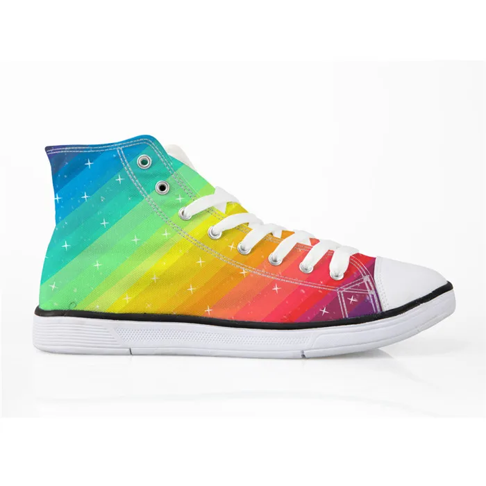Hightop Sneakers Men Shoes Rainbow Customized Canvas Shoes Colorful High Ankle Cool Casual Men Shoes Drop Shipping Hot New