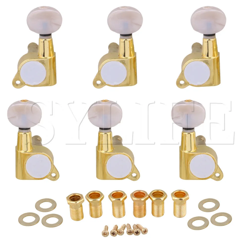 

6pcs Golden & White 3L3R Semicircle Guitar Machine Heads for Folk Guitar
