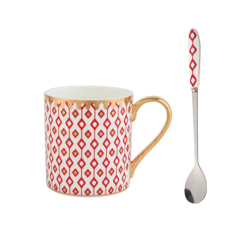 Nordic Ceramic Mug with Lid Spoon Office Coffee Cup Milk Breakfast Couple Cup Gift Box Home Decoration Accessories Modern