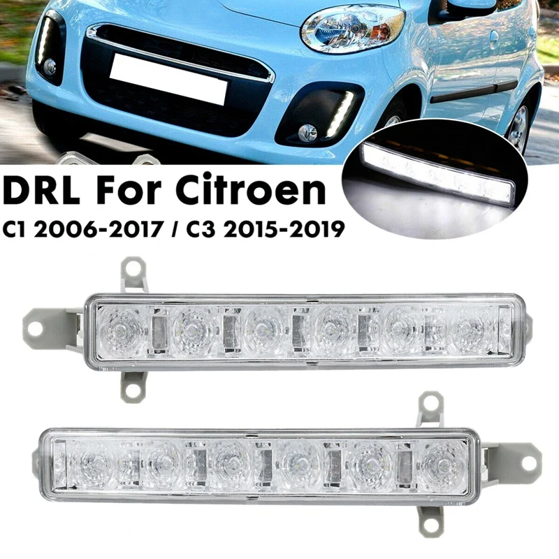 Дневные ходовые огни 9677409380 9802795580 2X для автомобиля 6 светодиодов DRL Citroen C1 06-17 C3 15-19