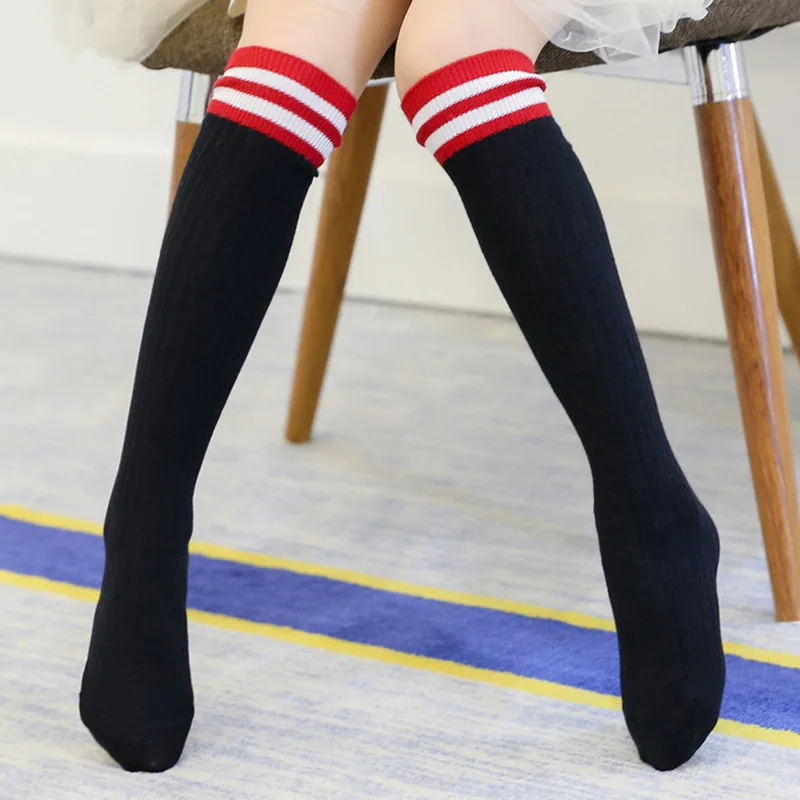 Knee High Socks for Girls Boys Kids Children Golf Casual Fashion Stripes Toddler Long Tall Rainbow Socks 6-15 Years kids socks