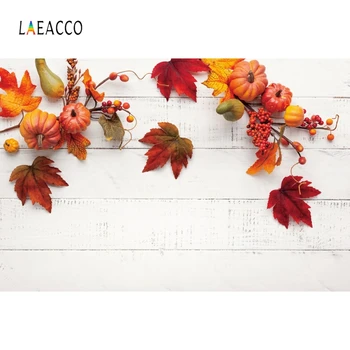 

Laeacco White Wooden Board Maple Leaves Pumpkin Berry Photography Backgrounds Winter Backdrops Baby Newborn Portrait Photophone