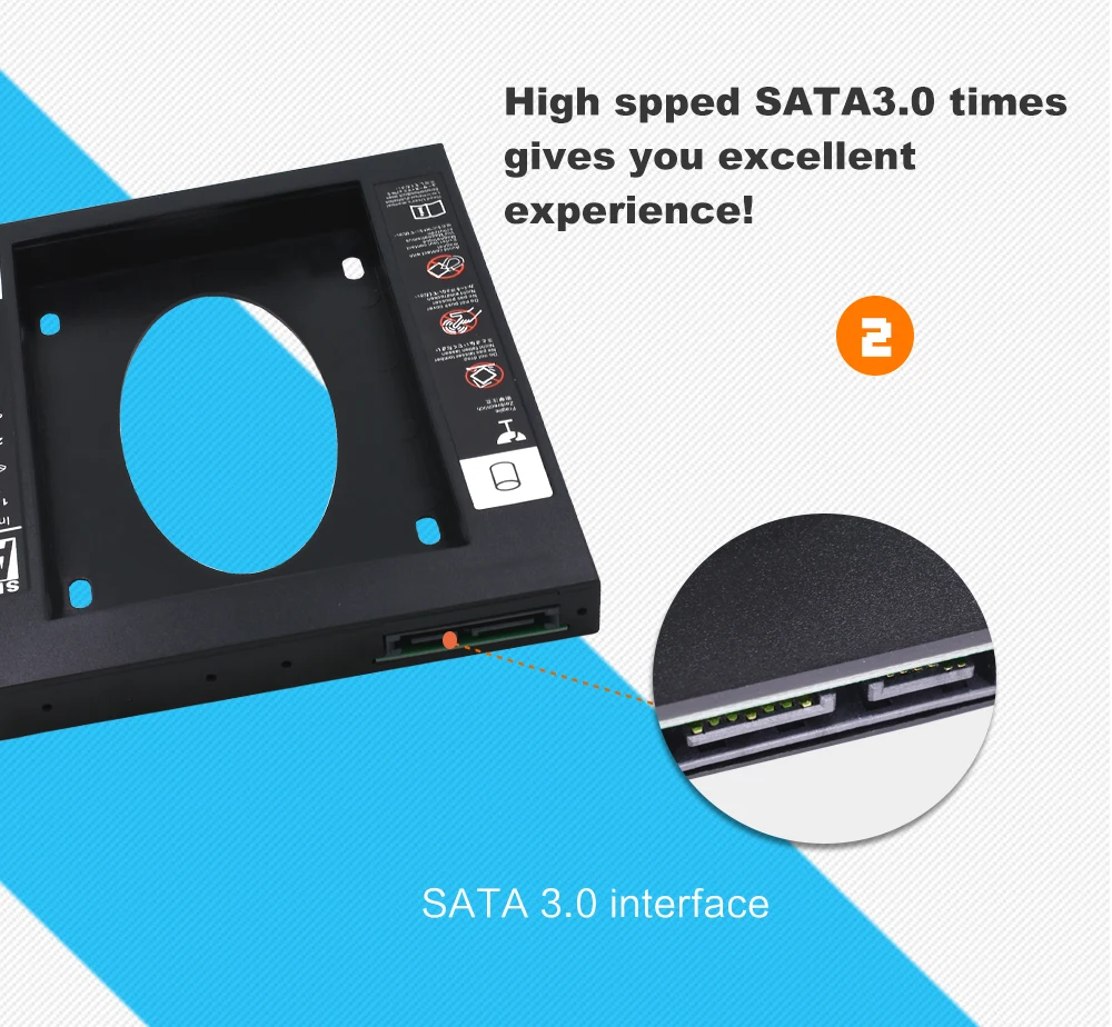Универсальный Tishric все пластиковые 2," 2nd Hdd Caddy 12,7 мм SATA 3,0 адаптер жесткий диск Корпус для ноутбука Optibay cd-rom DVD-ROM