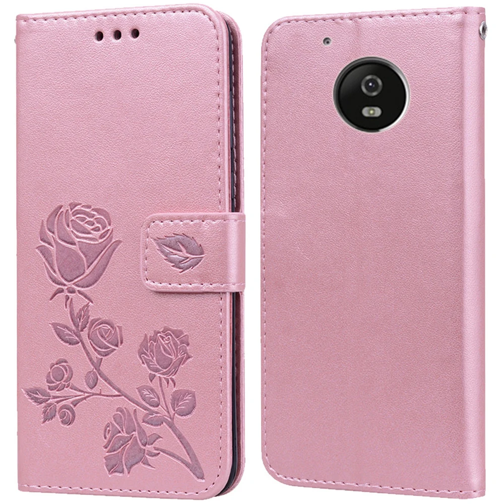Luxury Leather Flip Book Case for Motorola Moto E4 XT1762 XT1766 XT1763 Rose Flower Wallet Stand Phone Cover | Мобильные телефоны и