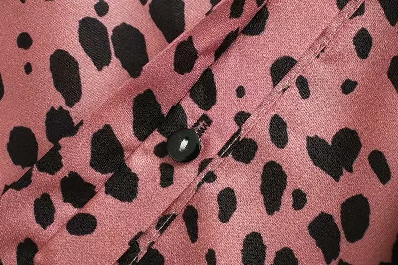 Винтажная блузка с животным принтом, женская рубашка с рюшами, стоячим воротником, длинным рукавом, уличная одежда, женские рубашки, сорочка femme OZZ9383