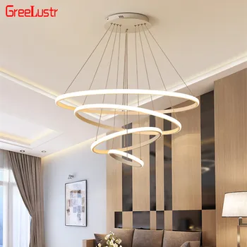 

Modern 3/4 Rings Led Chandelier Lights Lustre Brief Design Pendant Lamparas Ceiling Light Fixtures Home Deco Indoor Lighting