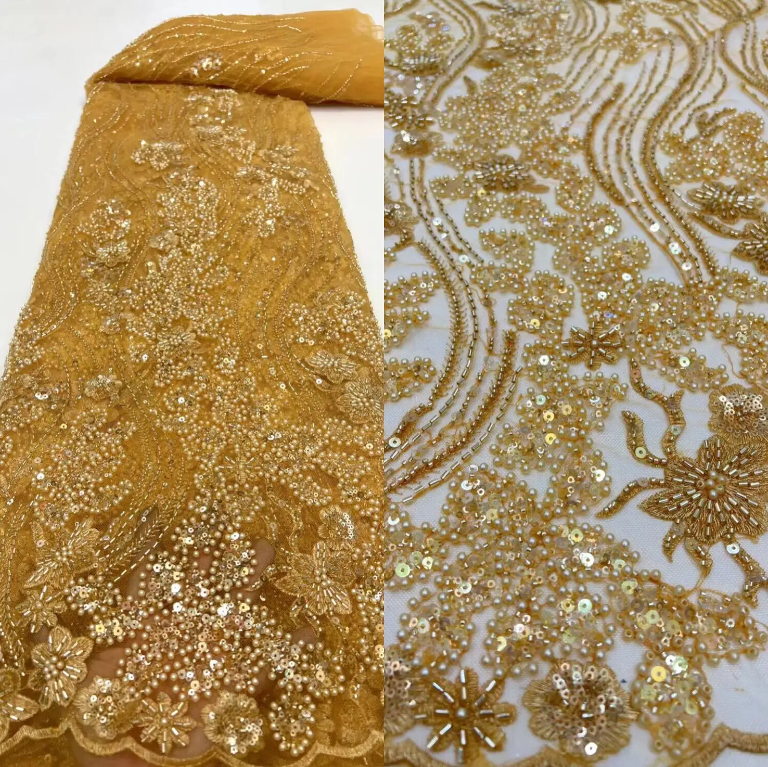 Luxury Elegant Beaded Lace Syj998687 African Embroidery Tulle Fabric