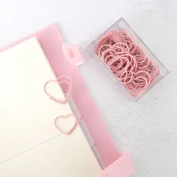25 шт. милый розовый дизайн сердечко любовь офисные школьные бумажные биндеры канцелярские, конфетные Студенческие закладки
