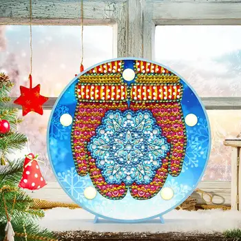 

Hot Sale Round Circle Special shaped drill Diy Diamond Painting Led Light Lamp On The Table Round Shinny Beads Christmas gloves