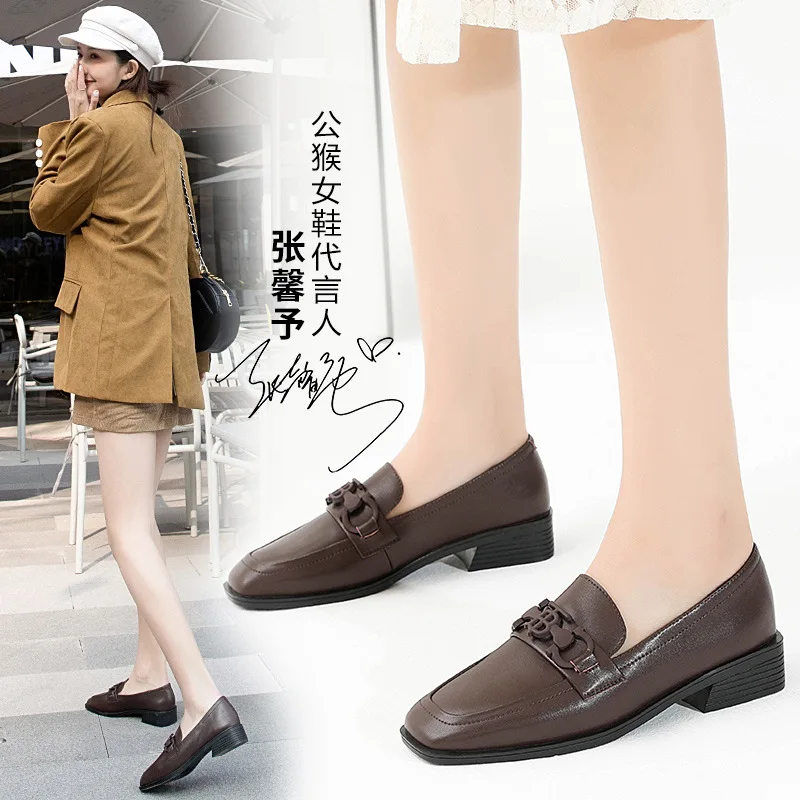 

Males Loafers Women's 2020 New Style Spring Casual Low Heel Shoes Retro England College Style Literature And Art Small Leather S