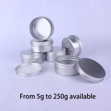 Free Shipping 5g 10g 20g 30g 50g 60g 80g 100g 150g 200g Aluminum Jars Empty Cosmetic Lotion Bottles Makeup Cream Containers