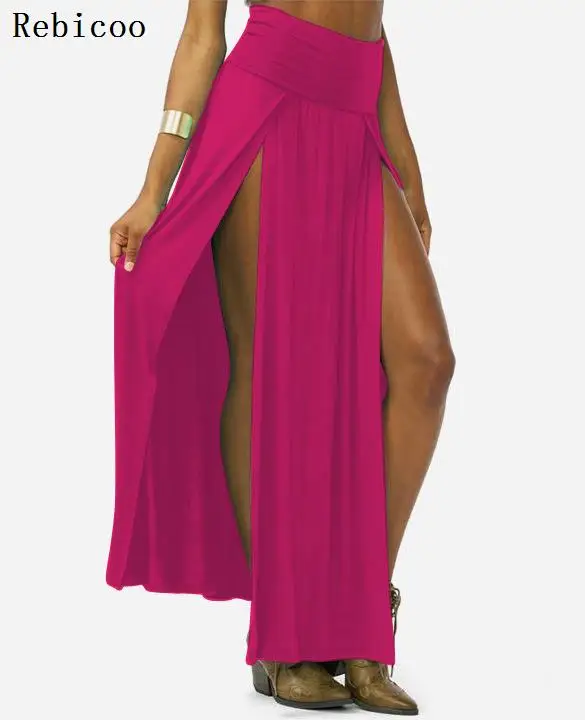 Новая Сексуальная Женская длинная Плиссированная юбка с открытым разрезом и