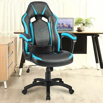 

Ergonomic Motorsport Seat Modern Style Office Chair Soft And Comfortable Armchair Adjustable Swivel Chair Blue