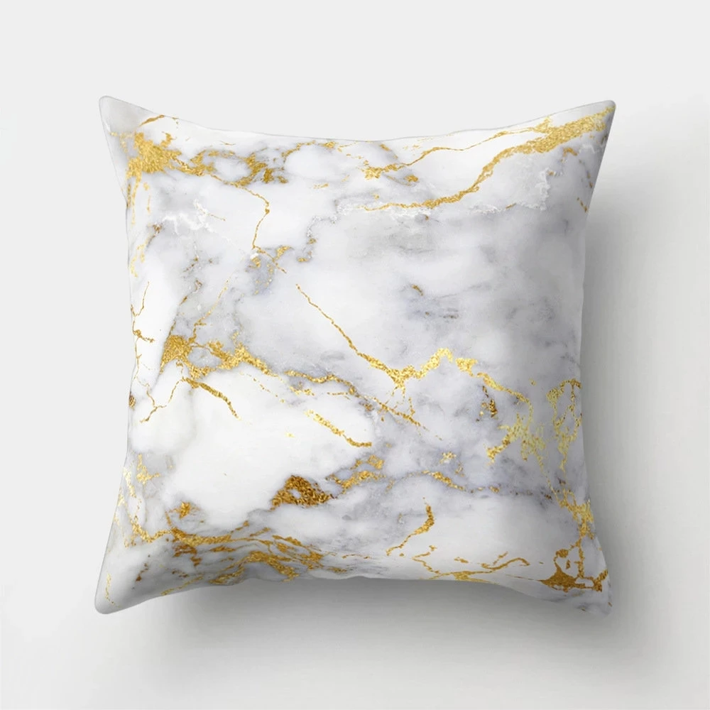 45*45CM Polyester Throw Pillow Home Decor Pillowcover Gold Geometric Marble Sofa Decorative Cushion Cover Pillow Pillowcase