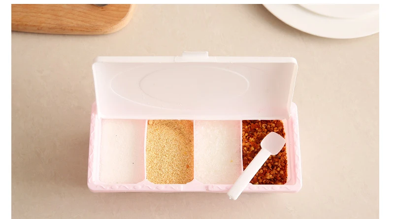 Кухонные коробки для приправ хранения специй Организация соль перец сахар контейнер для приправы органайзеры разделите 4 сетки товары для дома