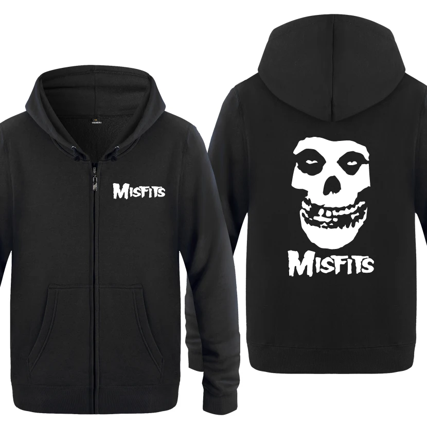HEY BAT The Misfits панк рок толстовки для любителей музыки мужские мужская молния с капюшоном флисовые толстовки кардиганы - Цвет: HEY BAT