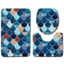 Хит, 3 шт, коврик для ванной, набор ковров, нескользящий, рыбья чешуя, коврик для ванной, ванная комната, кухонный ковер, дверной коврик, украшение, покрытие для унитаза, карп