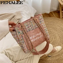 Зимняя большая шерстяная сумка на плечо, женские дорожные сумки, качественная твидовая сумка, женские роскошные сумки, женские сумки, дизайнерские сумки для женщин