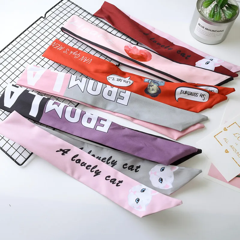 

2018 New Style South Korea Cartoon Contrast Color Cat Cross Hair Band GIRL'S Heart Lu Silk Straight Strips Elastic Headband Hair