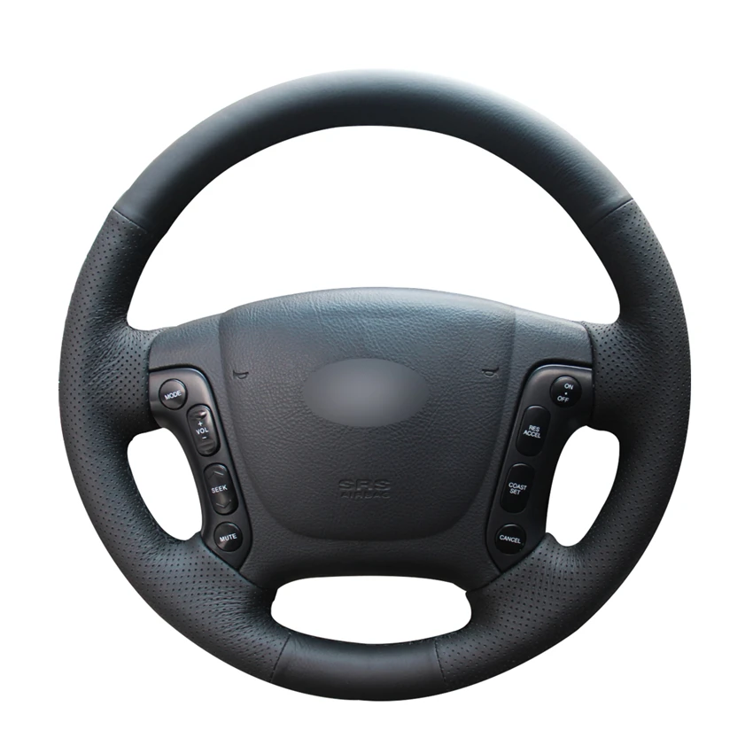 

Черный чехол рулевого колеса автомобиля из искусственной кожи для Hyundai Santa Fe 2007 2008 2009 2010 2011 2012